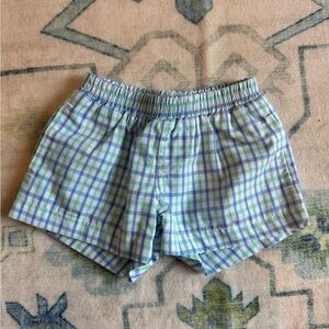 The Beaufort Bonnet Company Pastel Blue and Green Plaid Baby Shorts